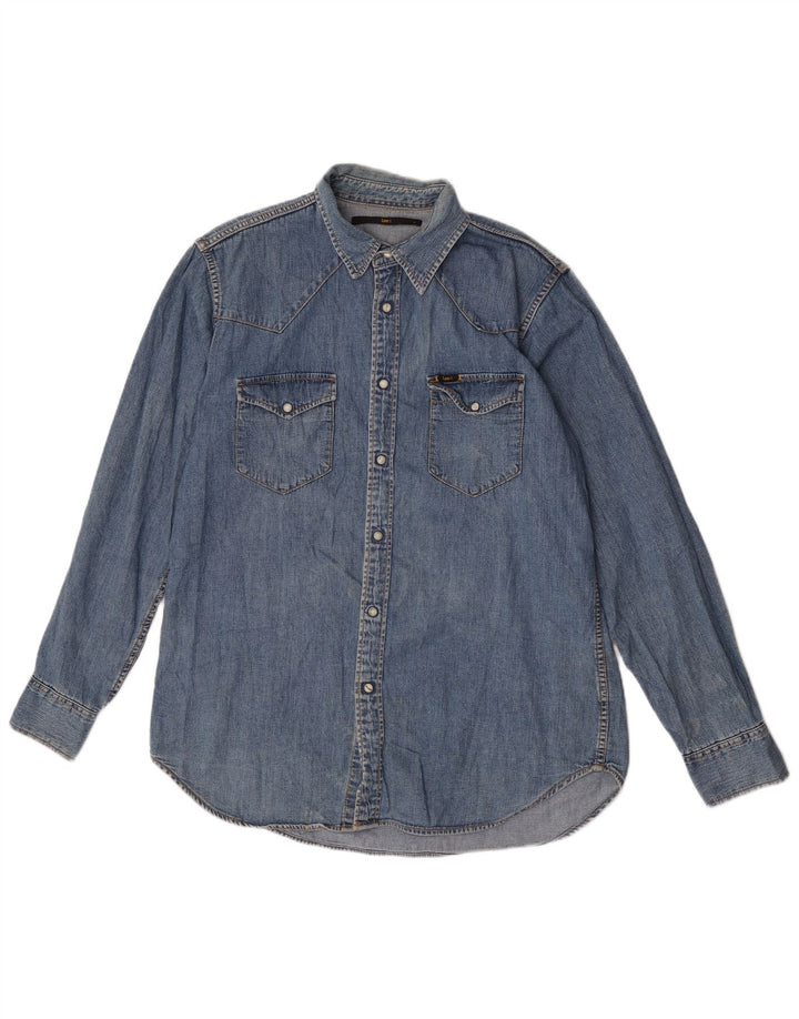 Lee Mens Denim Shirt Large Blue Cotton
