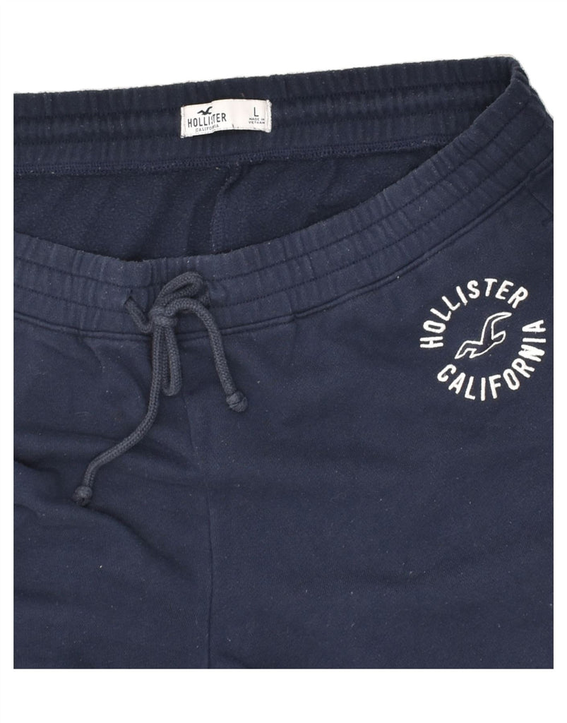 HOLLISTER Mens Graphic Tracksuit Trousers Joggers Large Navy Blue Cotton | Vintage Hollister | Thrift | Second-Hand Hollister | Used Clothing | Messina Hembry 
