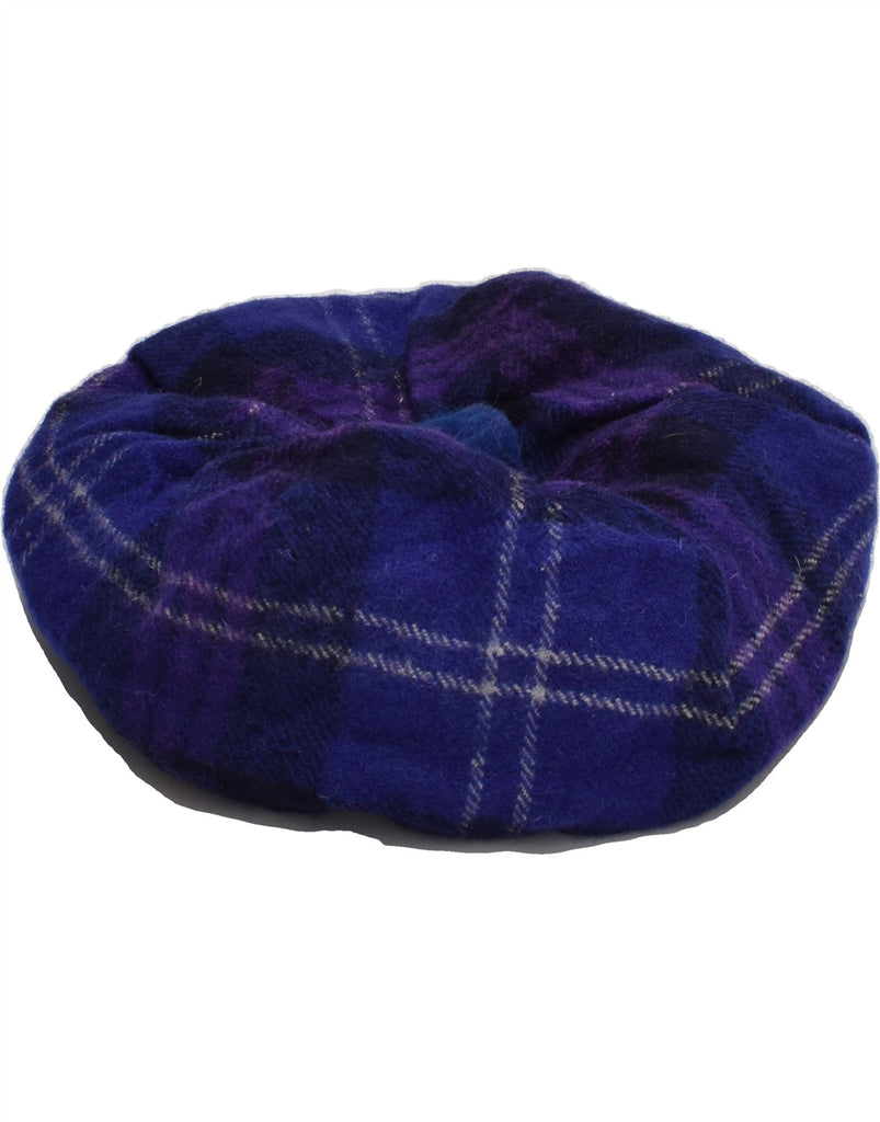VINTAGE Womens Beret Hat One Size Blue Plaid New Wool | Vintage Vintage | Thrift | Second-Hand Vintage | Used Clothing | Messina Hembry 