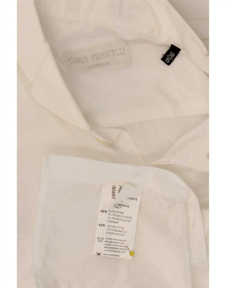 Carlo Pignatelli Mens Shirt Size 38 15 Medium White Polyester
