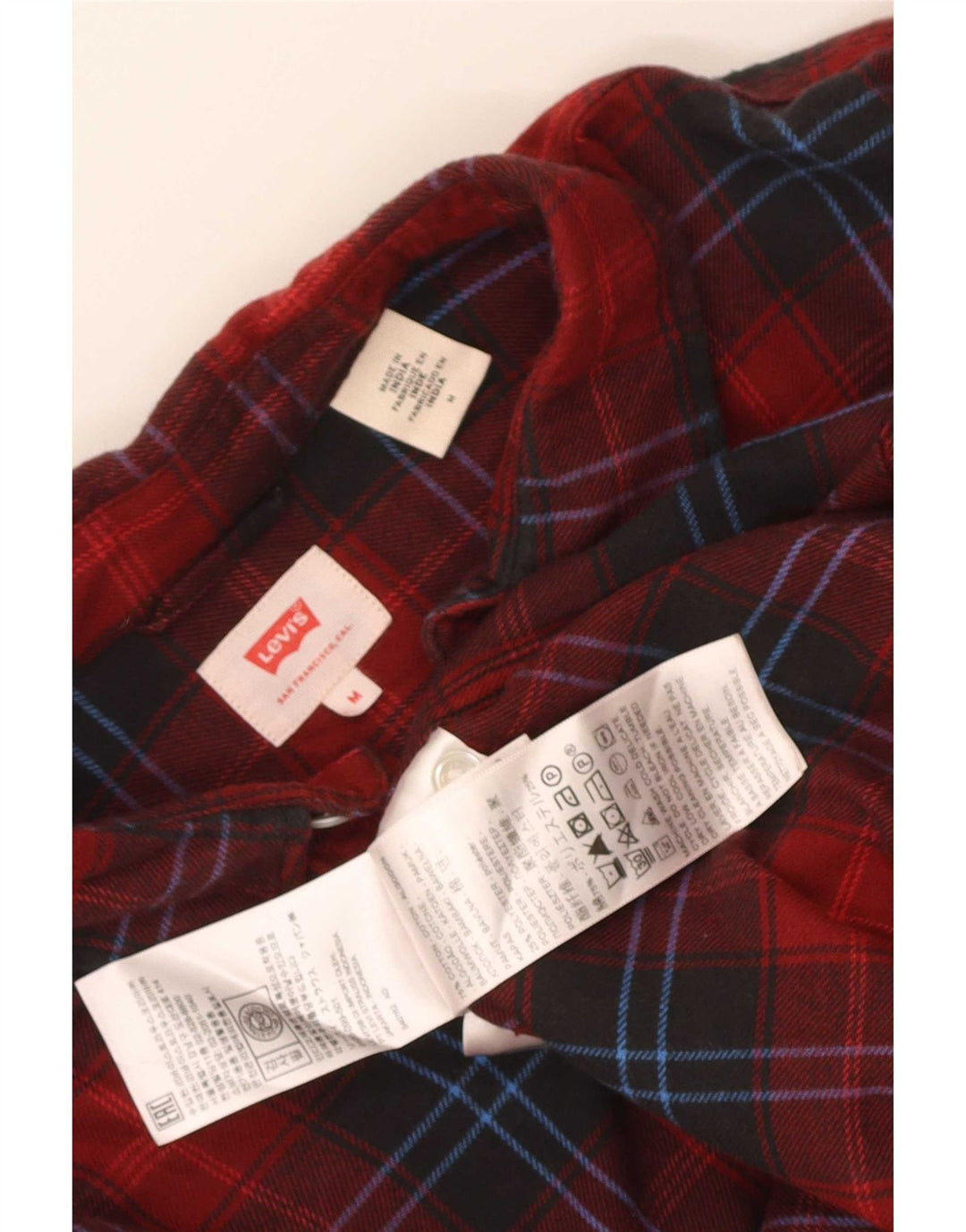 Levi's Mens Flannel Shirt Medium Red Check Cotton