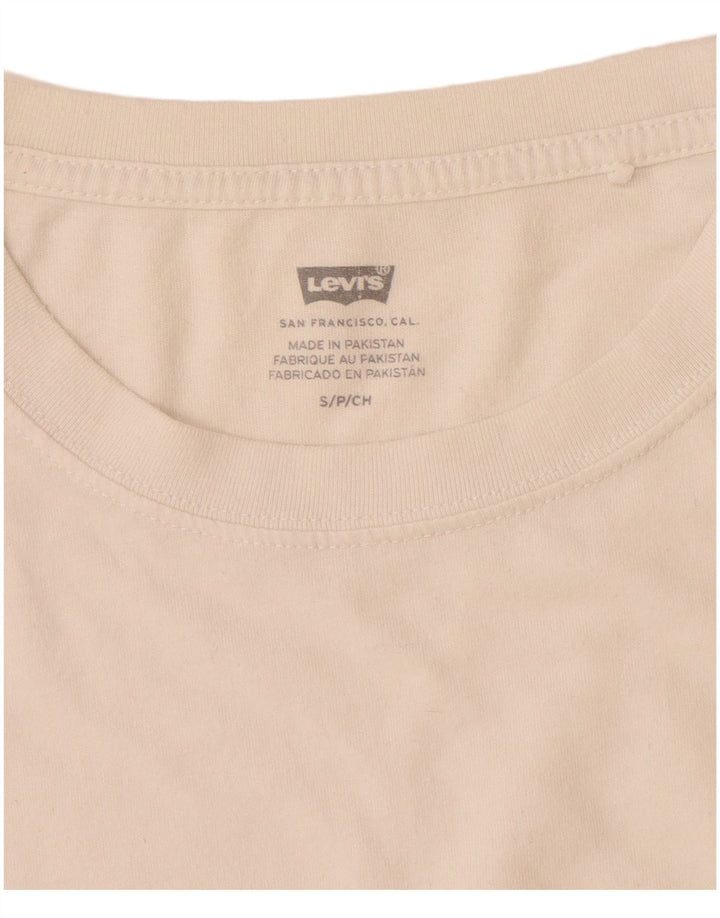 Levi's Womens Oversized Graphic T-Shirt Top UK 10 Small Off White Cotton
