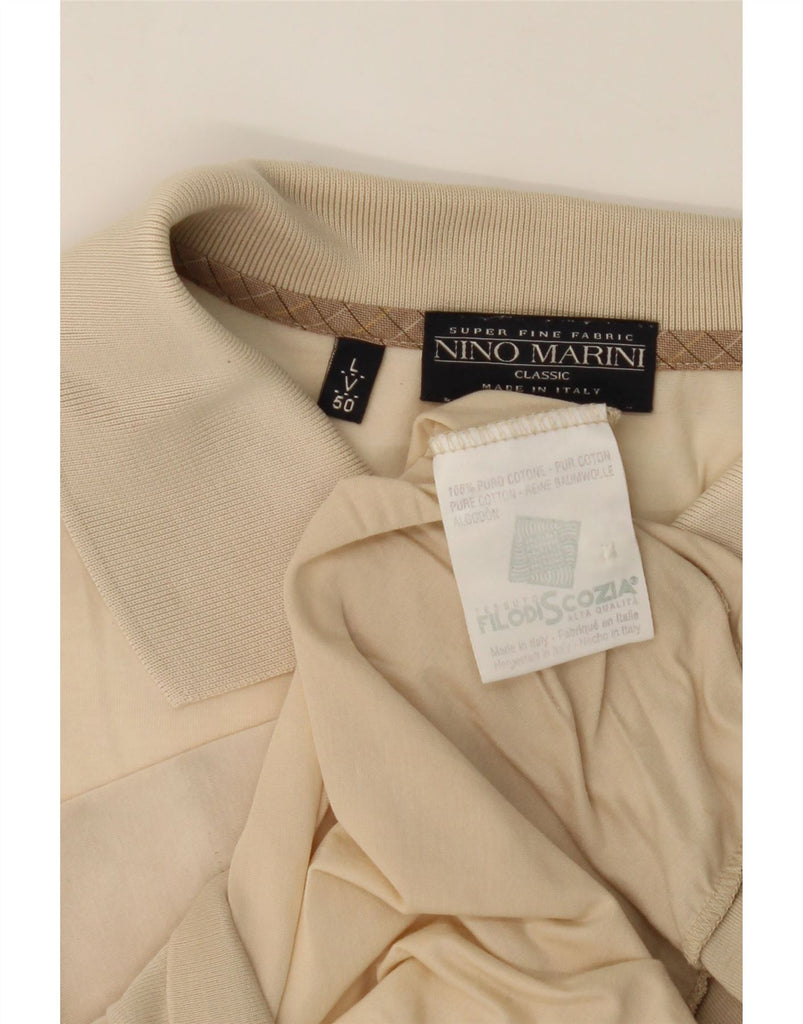 NINO MARINI Mens Classic Fit Polo Shirt IT 50 Medium Beige Cotton Vintage Nino Marini and Second-Hand Nino Marini from Messina Hembry 