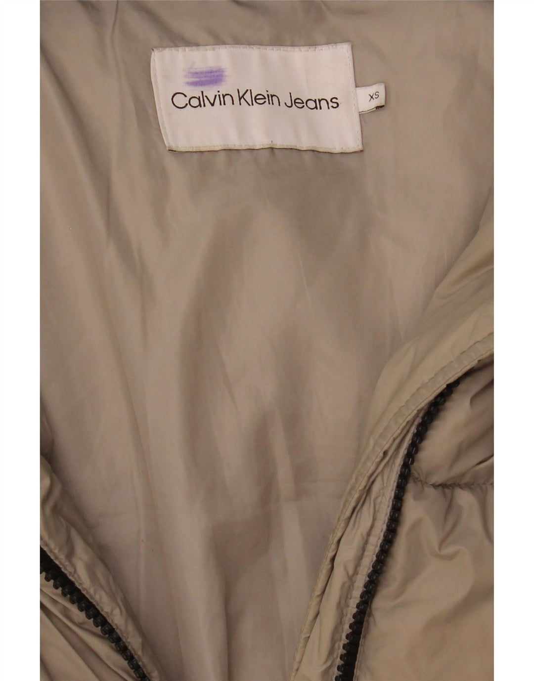 Calvin Klein Jeans Mens Padded Jacket UK 34 XS Beige Polyamide