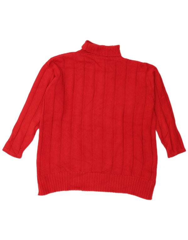 Eddie Bauer Womens Oversized Roll Neck Jumper Sweater UK 14 Medium Red