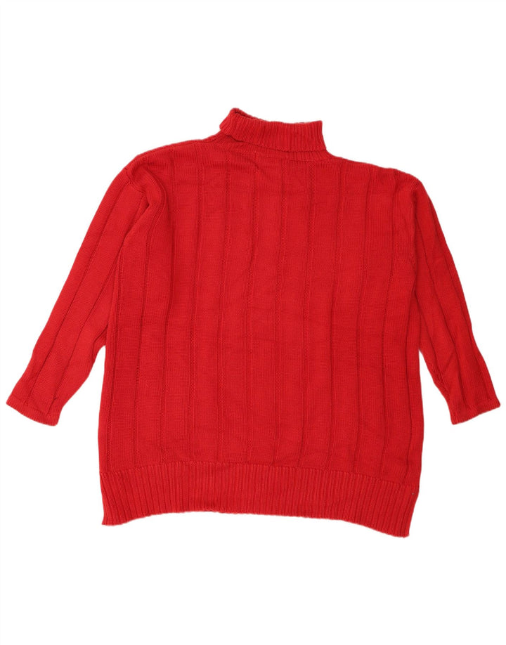 Eddie Bauer Womens Oversized Roll Neck Jumper Sweater UK 14 Medium Red