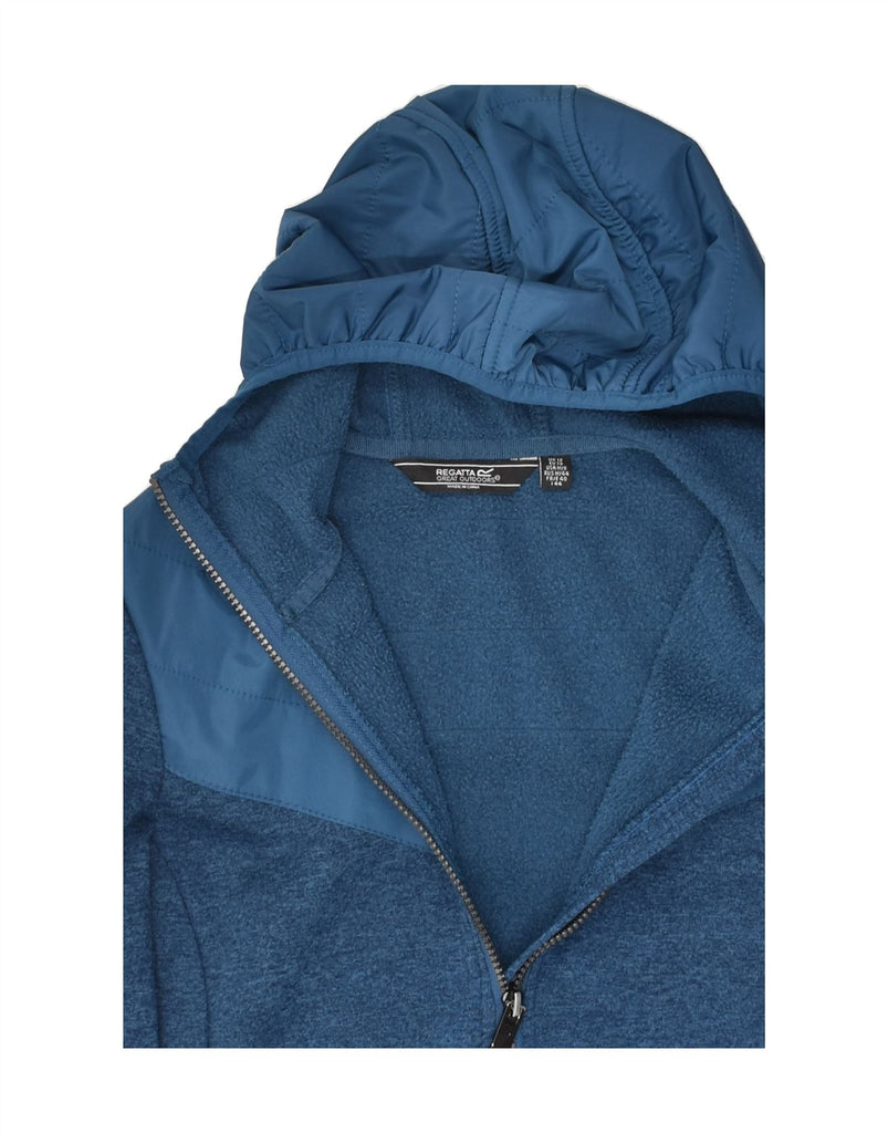 REGATTA Womens Zip Hoodie Sweater UK 12 Medium Navy Blue Flecked Polyester | Vintage Regatta | Thrift | Second-Hand Regatta | Used Clothing | Messina Hembry 