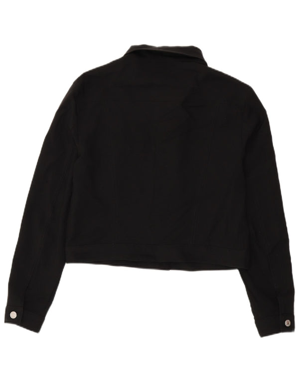 Benetton Womens Crop Bomber Jacket UK 14 Large Black Polyester