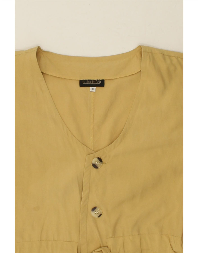 VINTAGE Womens 3/4 Sleeve Shirt Blouse UK 10 Small Yellow Silk | Vintage Vintage | Thrift | Second-Hand Vintage | Used Clothing | Messina Hembry 