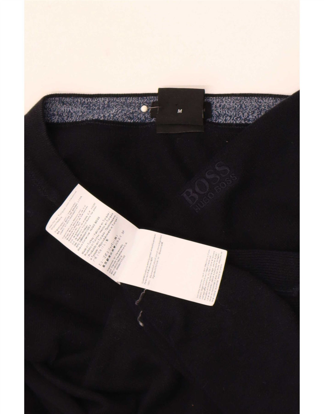 Hugo Boss Mens Regular Fit Crew Neck Jumper Sweater Medium Black Cotton