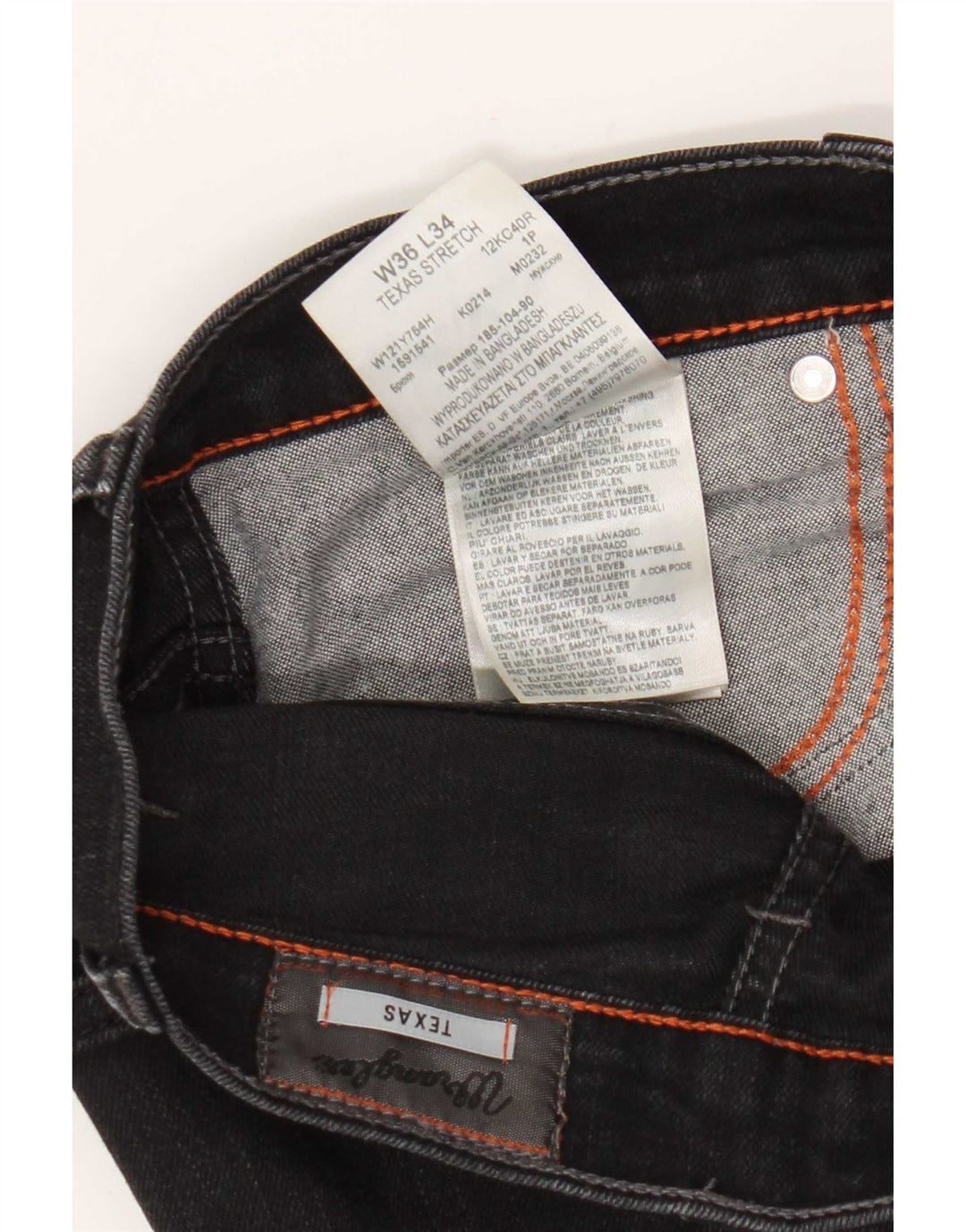 Wrangler Mens Texas Stretch Straight Jeans W36 L34 Black Cotton