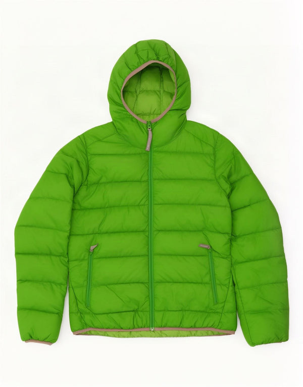 Jack Wolfskin Womens Hooded Padded Jacket UK 16 Large Green Polyester
