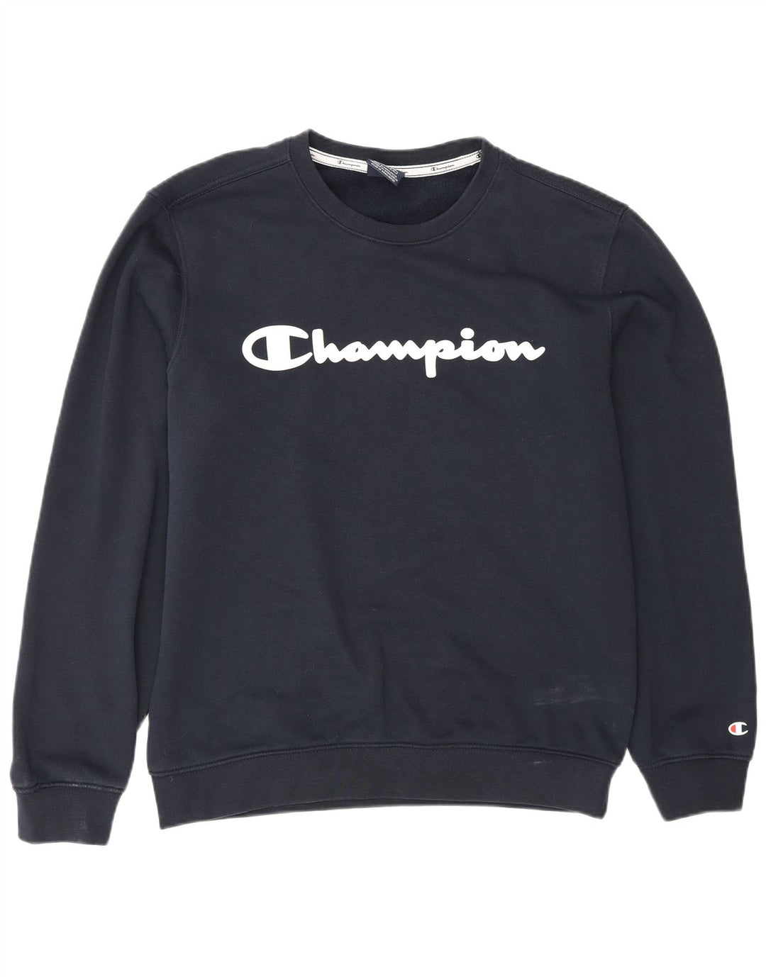 Champion Mens Graphic Sweatshirt Jumper Medium Navy Blue Cotton
