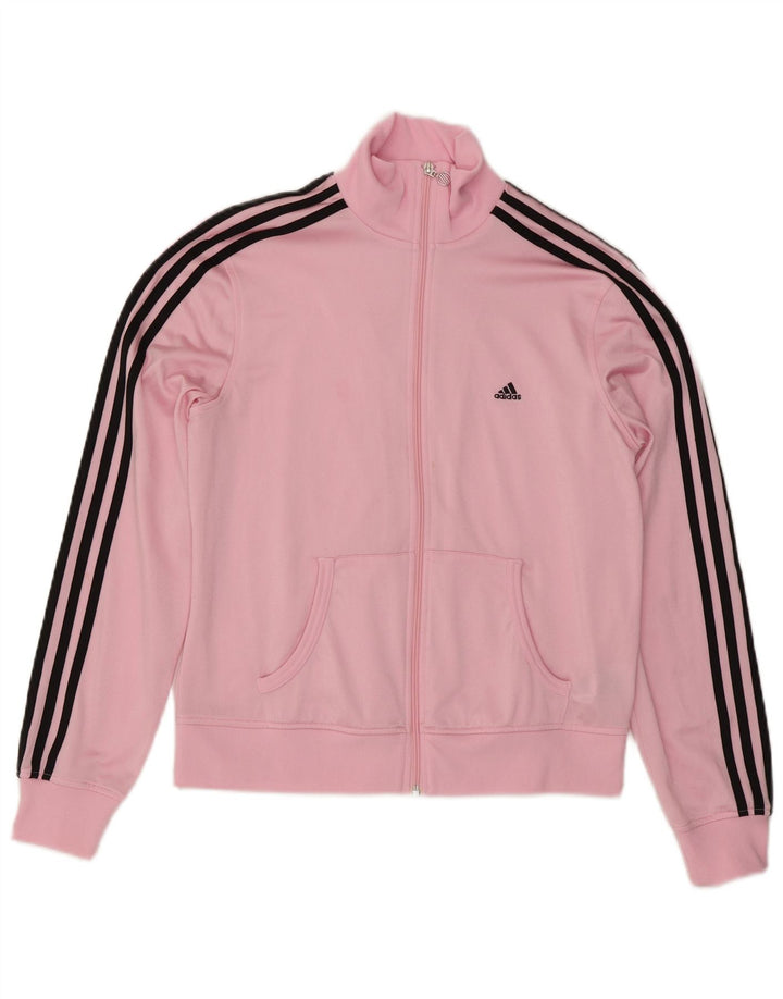 Adidas Womens Tracksuit Top Jacket UK 16 Large Pink Polyester