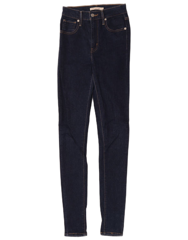 Levi's Womens Mile High Super Skinny Jeans W25 L31 Navy Blue Cotton
