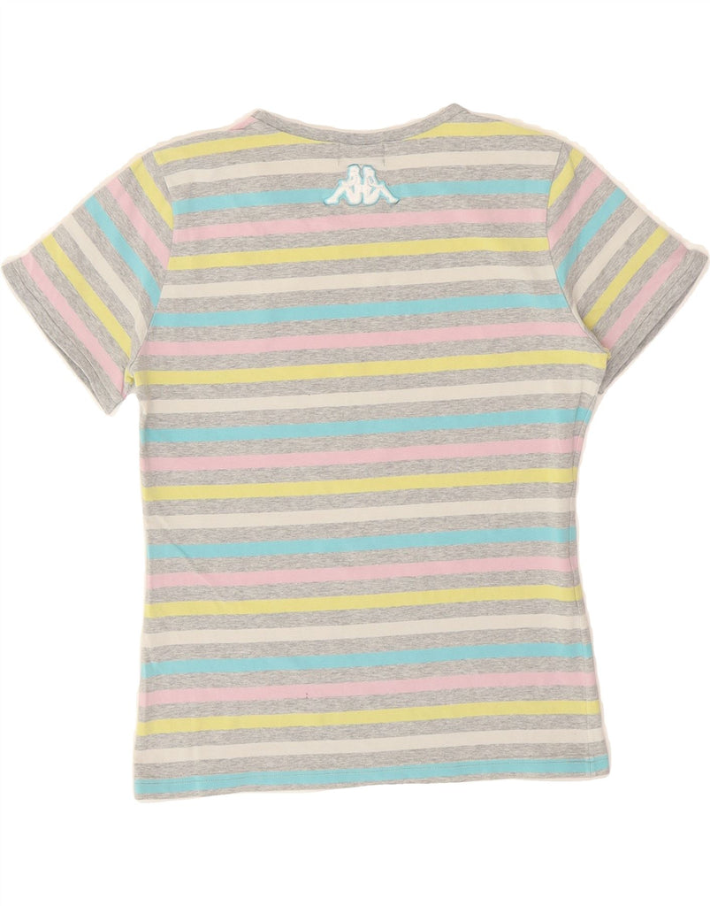 KAPPA Girls Graphic T-Shirt Top 11-12 Years Medium Grey Striped Cotton Vintage Kappa and Second-Hand Kappa from Messina Hembry 