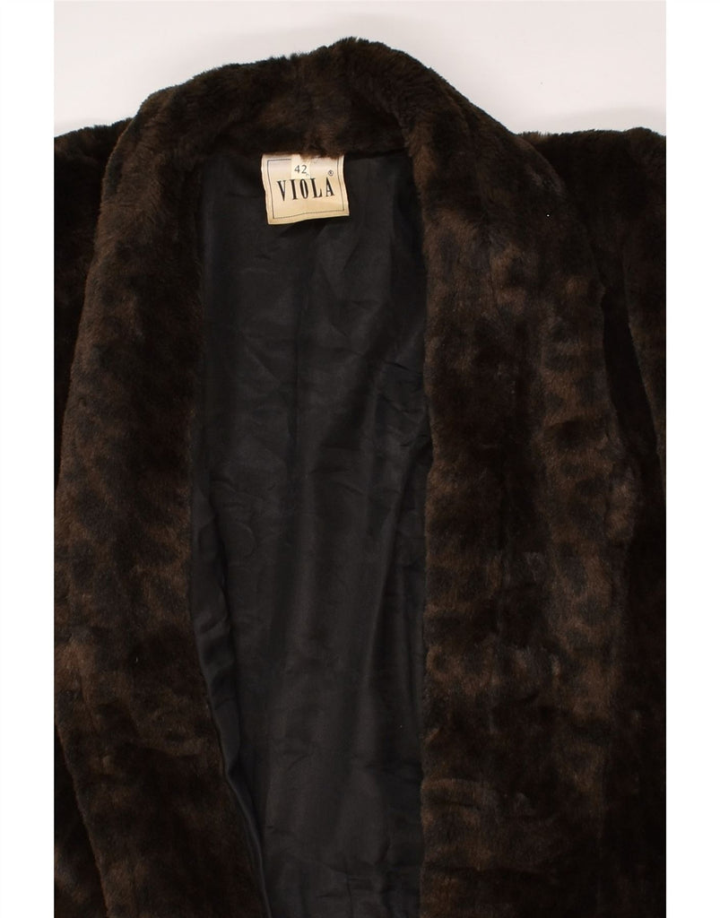 VINTAGE Womens Loose Fit Faux Fur Overcoat IT 42 Medium Brown Animal Print | Vintage Vintage | Thrift | Second-Hand Vintage | Used Clothing | Messina Hembry 