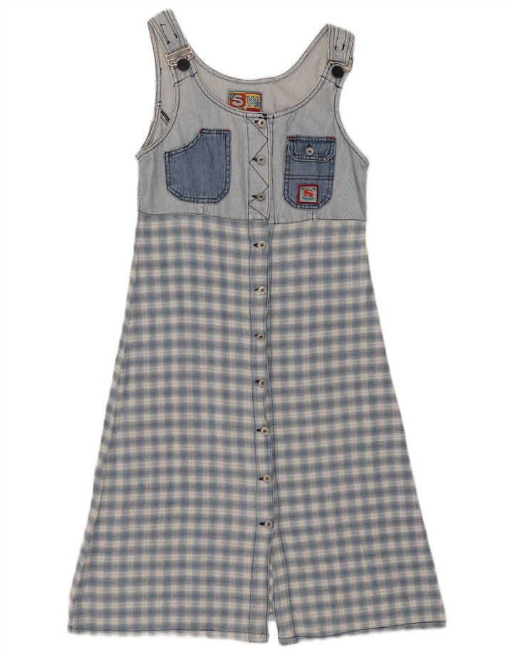 SQUAW Womens Sleeveless Denim Dress UK 10 Small Blue Check