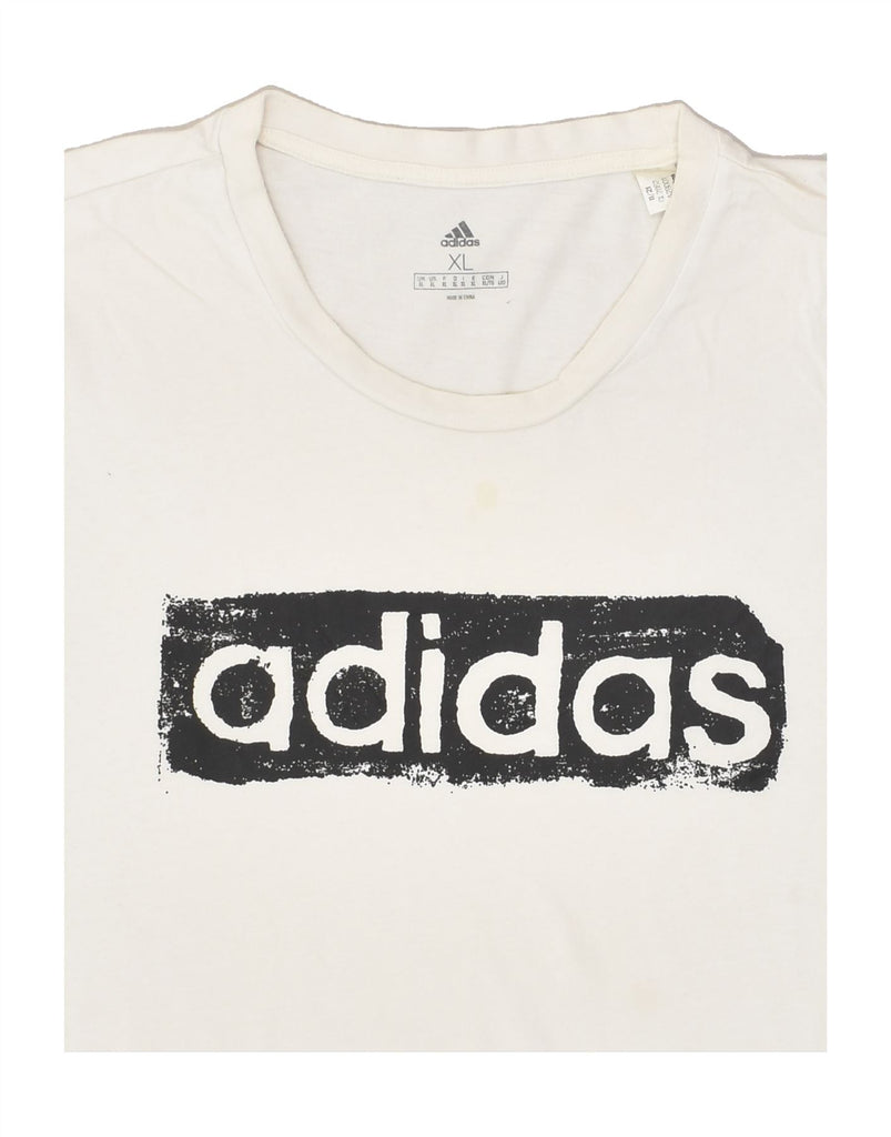 ADIDAS Mens Graphic T-Shirt Top XL White Cotton | Vintage Adidas | Thrift | Second-Hand Adidas | Used Clothing | Messina Hembry 