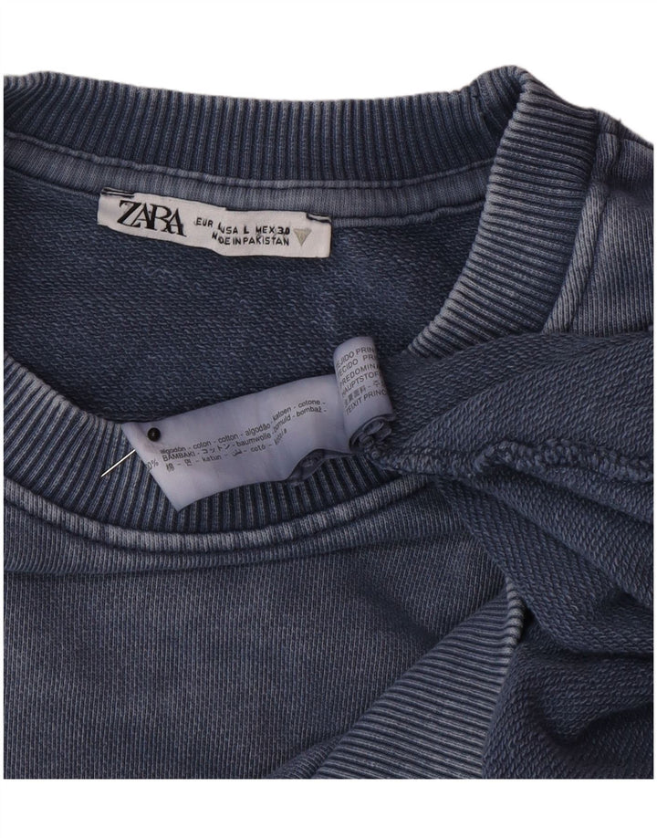 Zara Womens Oversized Sweatshirt Jumper UK 16 Large Navy Blue Cotton