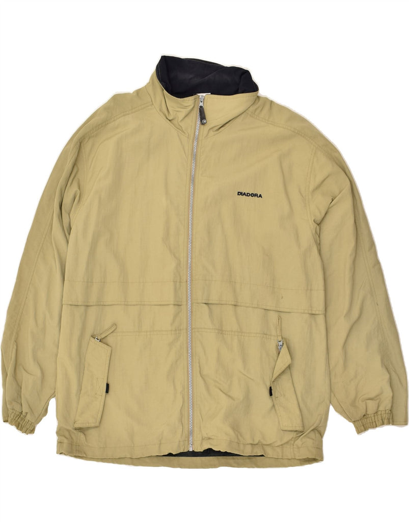 DIADORA Mens Windbreaker Jacket UK 42 XL Beige Polyamide | Vintage Diadora | Thrift | Second-Hand Diadora | Used Clothing | Messina Hembry 