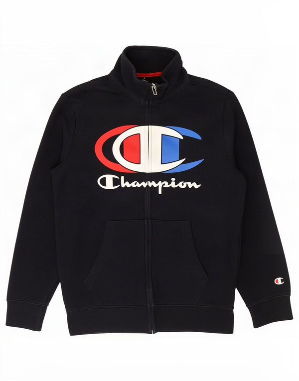 Champion Boys Graphic Tracksuit Top Jacket 9-10 Years Medium Navy Blue