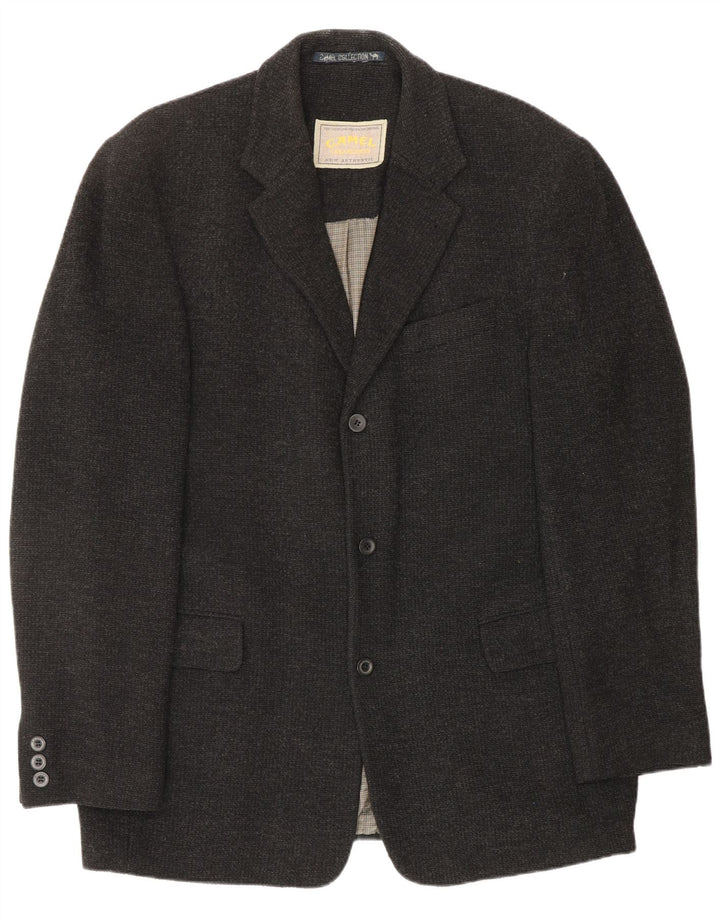 CAMEL ACTIVE Mens Knit 3 Button Blazer Jacket UK 40 Large Grey Wool