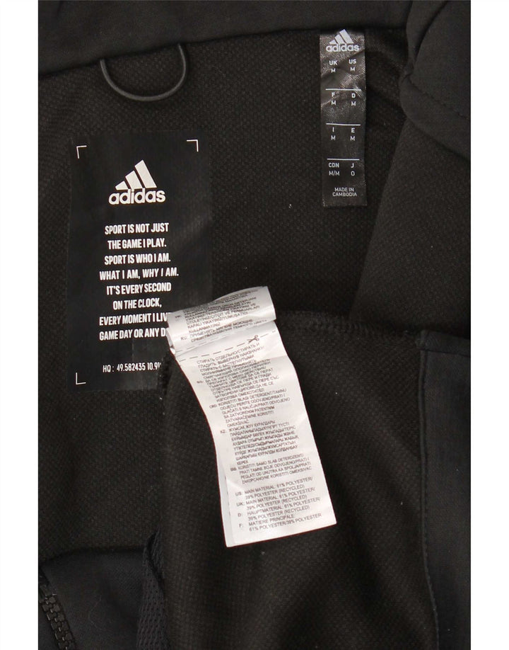 Adidas Mens Zip Hoodie Sweater Medium Black Polyester