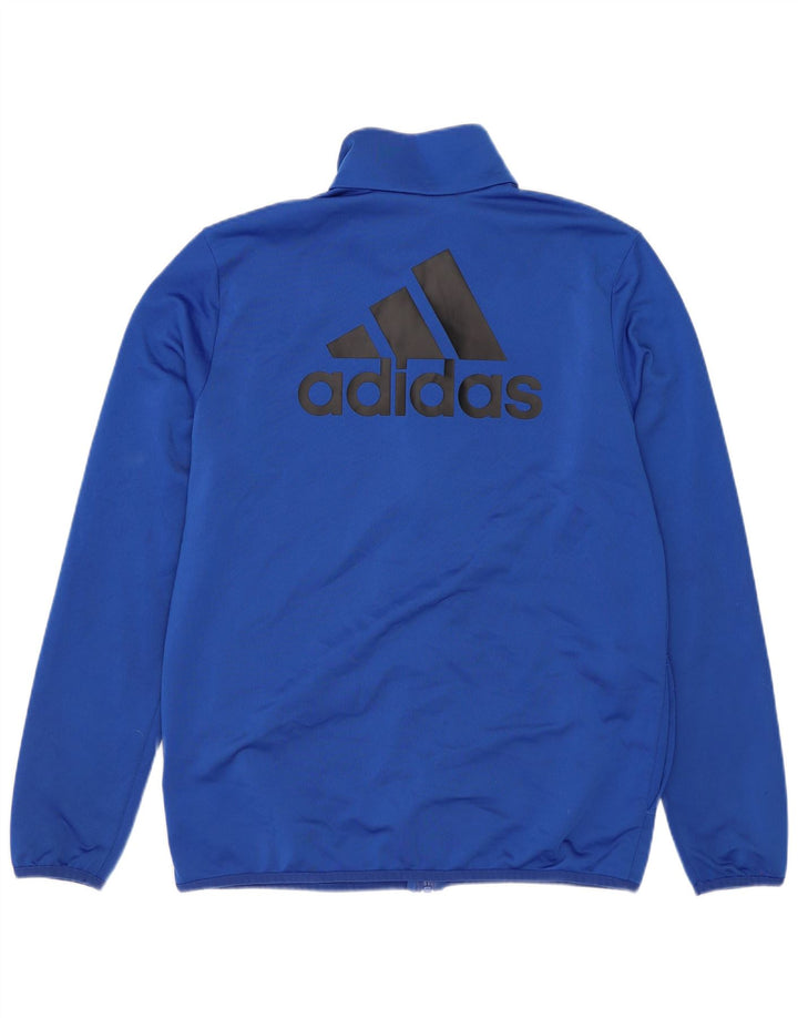 Adidas Boys Graphic Tracksuit Top Jacket 13-14 Years Blue Polyester