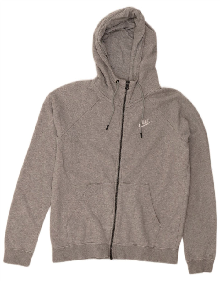 NIKE Mens Zip Hoodie Sweater Small Grey Flecked Cotton