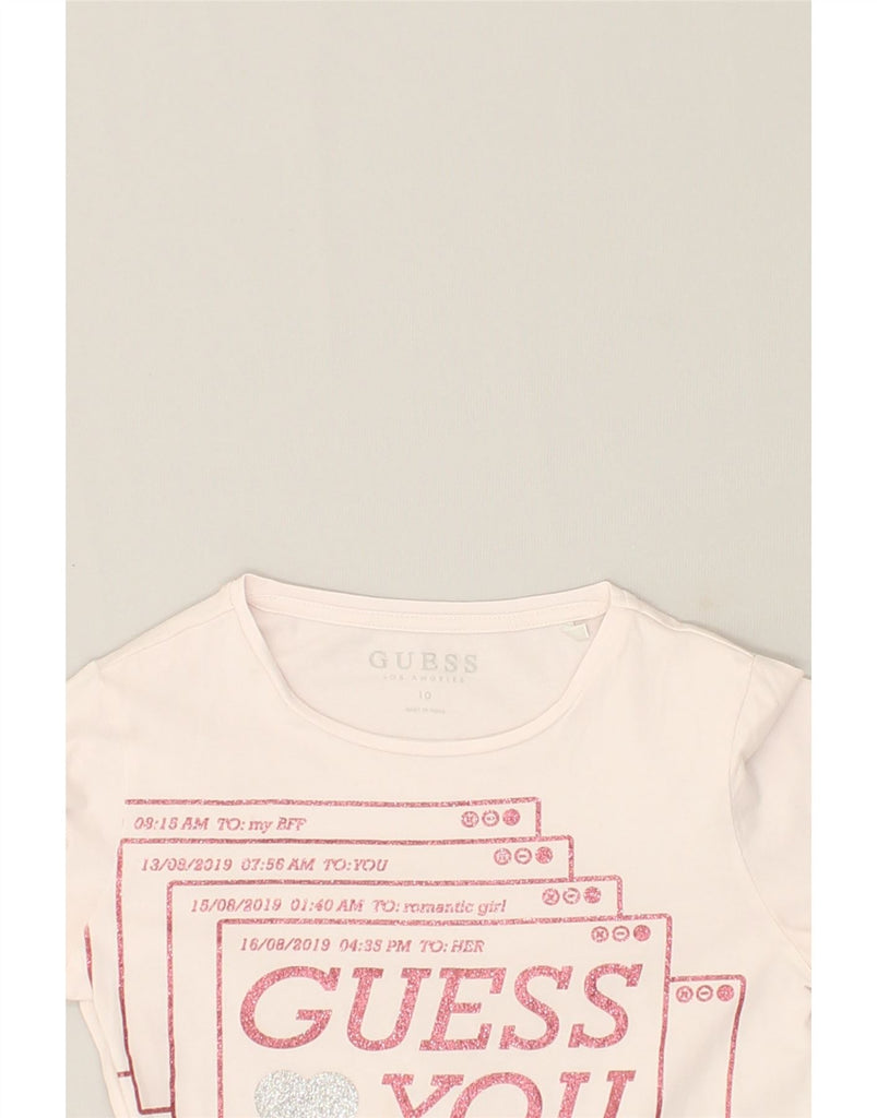 GUESS Girls Asymmetric Graphic Top Long Sleeve 9-10 Years Pink | Vintage Guess | Thrift | Second-Hand Guess | Used Clothing | Messina Hembry 