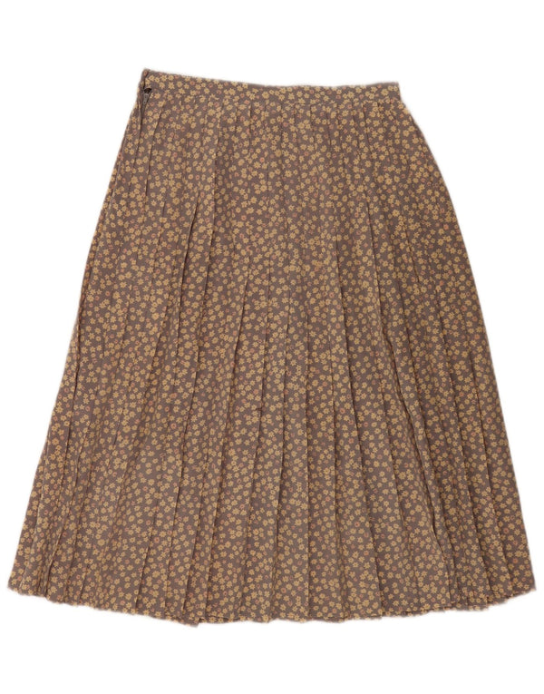 Andrea Mare Womens High Waist Pleated Skirt IT 44 Medium W26 Grey Floral