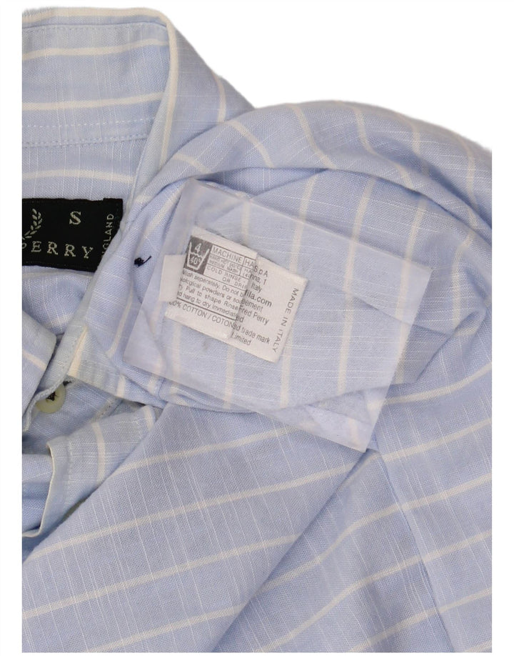FRED PERRY Mens Shirt Small Blue Striped Cotton