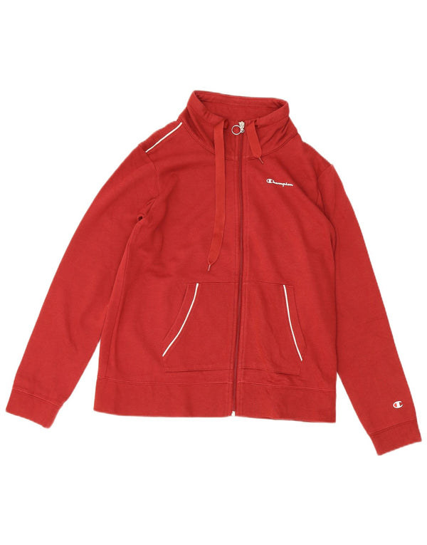 Champion Womens Tracksuit Top Jacket UK 10 Small Red Cotton Sports