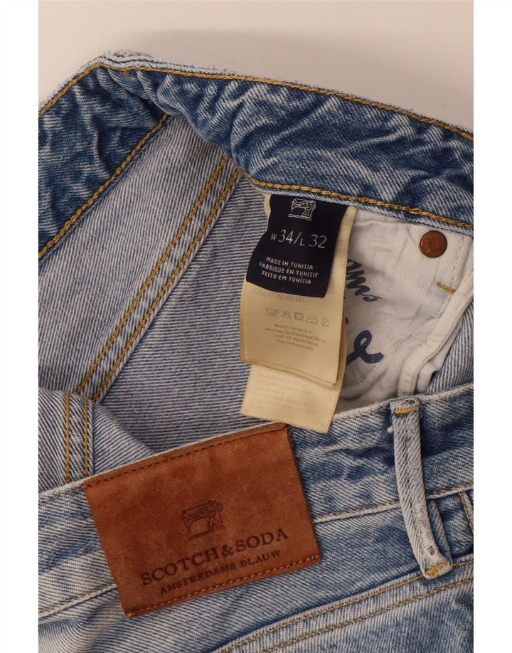 SCOTCH & SODA Mens Straight Jeans W34 L32 Blue Cotton
