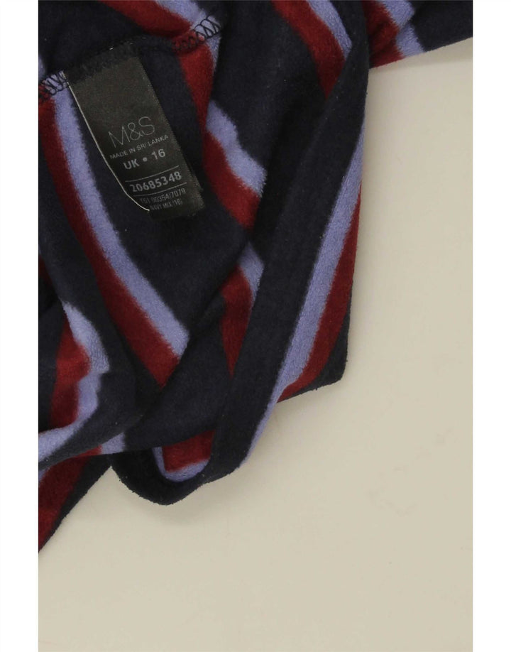 Marks & Spencer Womens Fleece Jacket UK 16 Large Navy Blue Striped