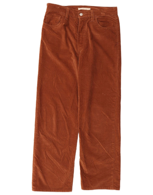 Levi's Womens Ribcage Straight Velvet Casual Trousers W29 L27 Brown Cotton