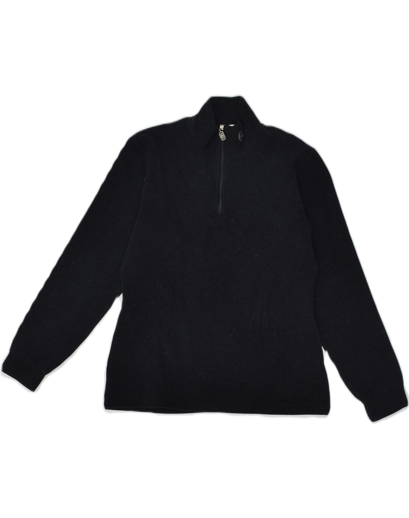 CONTE OF FLORENCE Womens Zip Neck Fleece Jumper UK 12 Medium Black | Vintage Conte of Florence | Thrift | Second-Hand Conte of Florence | Used Clothing | Messina Hembry 