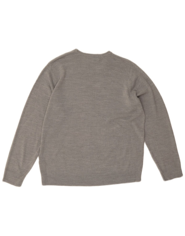Marks & Spencer Mens Crew Neck Jumper Sweater Large Grey Acrylic