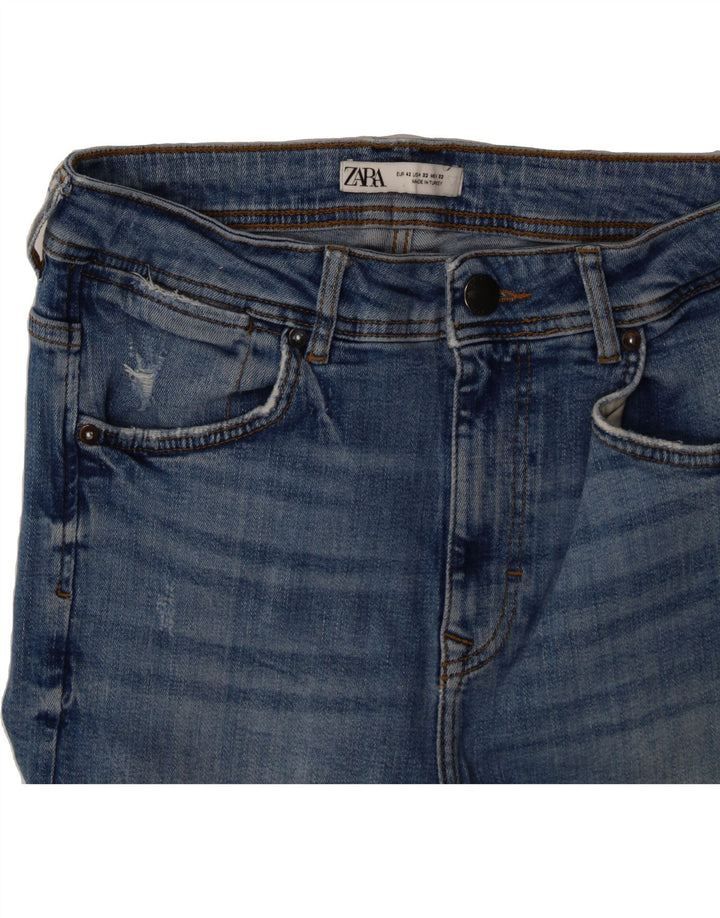 ZARA Womens Distressed Slim Jeans EU 42 Large W32 L25 Blue Cotton Vintage Zara and Second-Hand Zara from Messina Hembry 