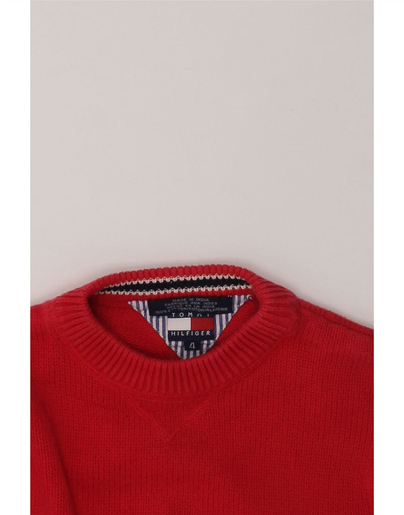 TOMMY HILFIGER Boys Crew Neck Jumper Sweater 3-4 Years Red Cotton | Vintage Tommy Hilfiger | Thrift | Second-Hand Tommy Hilfiger | Used Clothing | Messina Hembry 