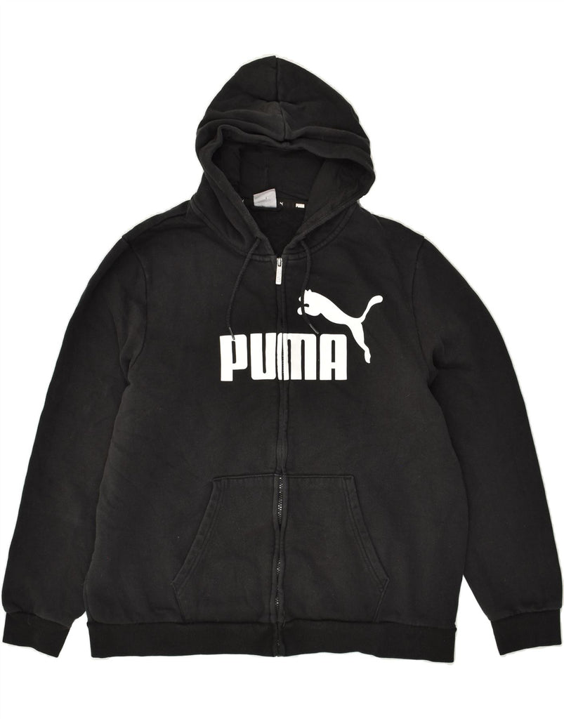 PUMA Mens Graphic Zip Hoodie Sweater 2XL Black Cotton | Vintage Puma | Thrift | Second-Hand Puma | Used Clothing | Messina Hembry 