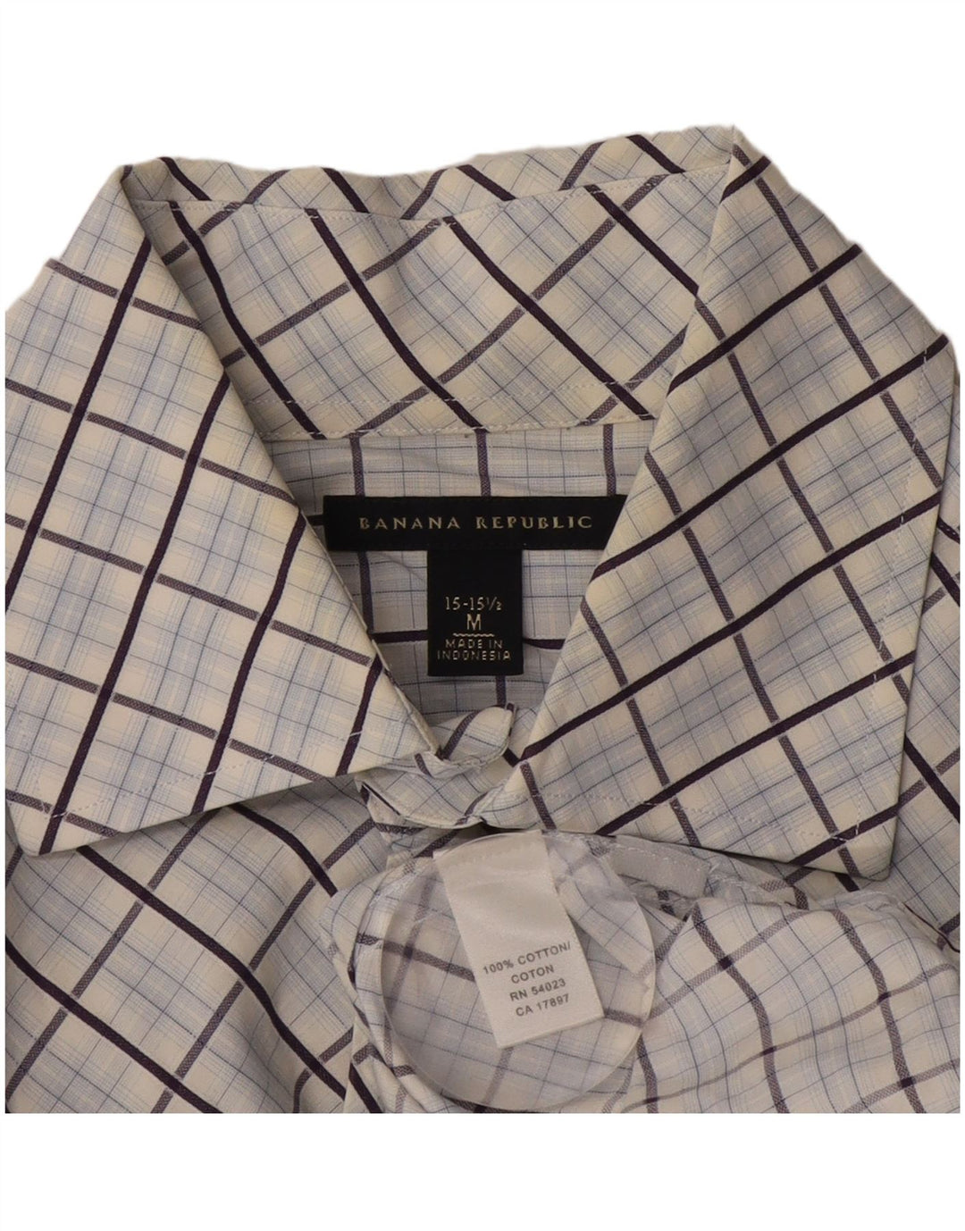 Banana Republic Mens Shirt Size 15 15 1/2 Medium Blue Check Cotton