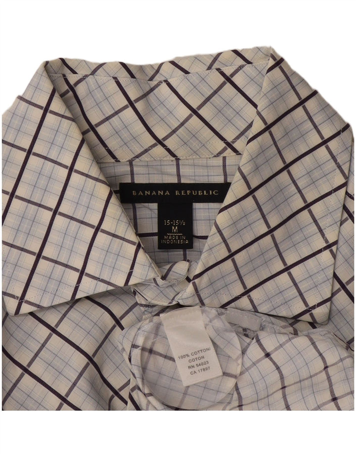 Banana Republic Mens Shirt Size 15 15 1/2 Medium Blue Check Cotton