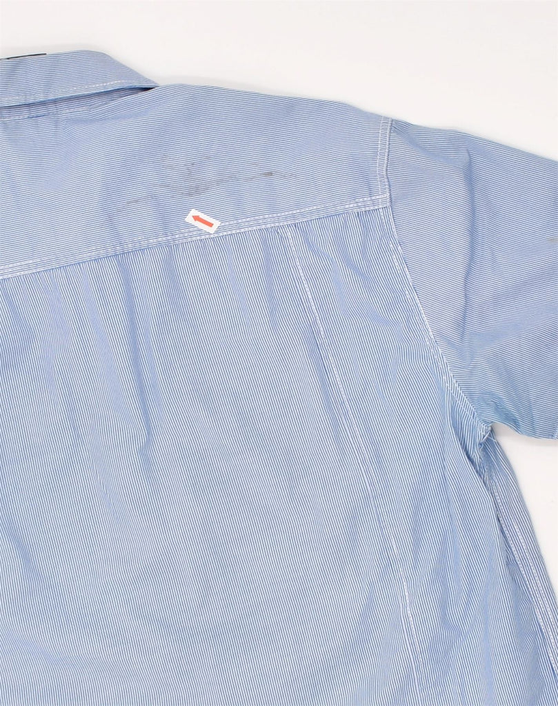 JACK & JONES Mens Short Sleeve Shirt Medium Blue Pinstripe Cotton | Vintage Jack & Jones | Thrift | Second-Hand Jack & Jones | Used Clothing | Messina Hembry 