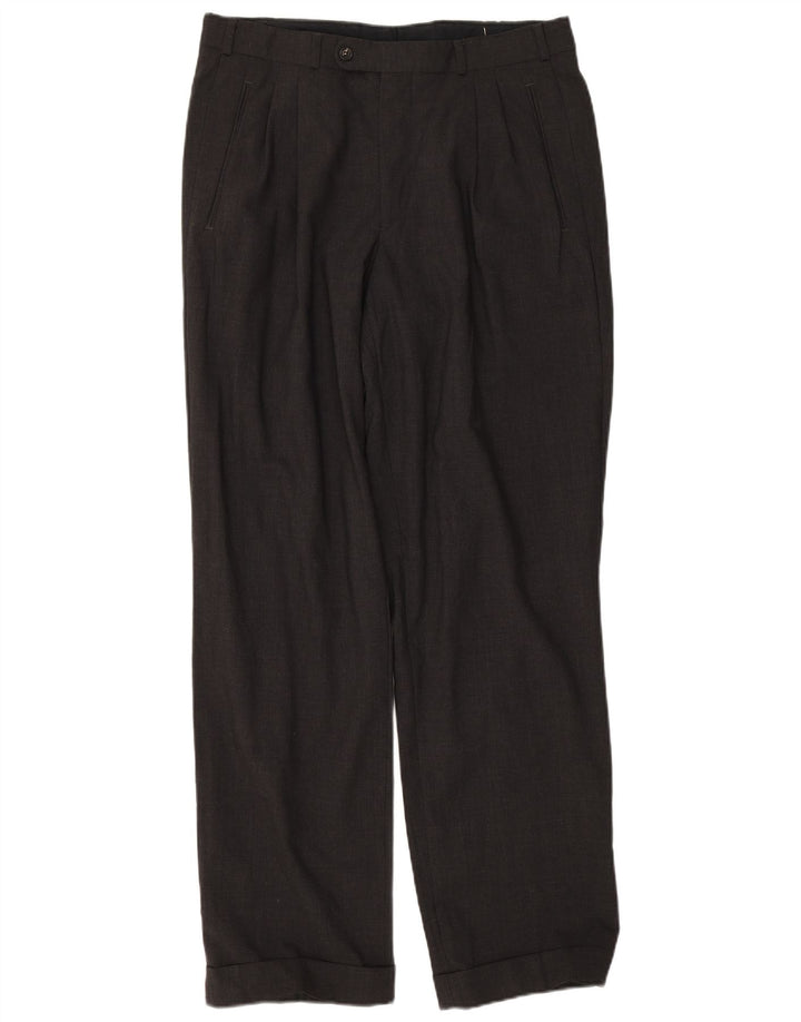 Daniel Hechter Mens Pegged Suit Trousers EU 52 XL W33 L32 Grey Wool