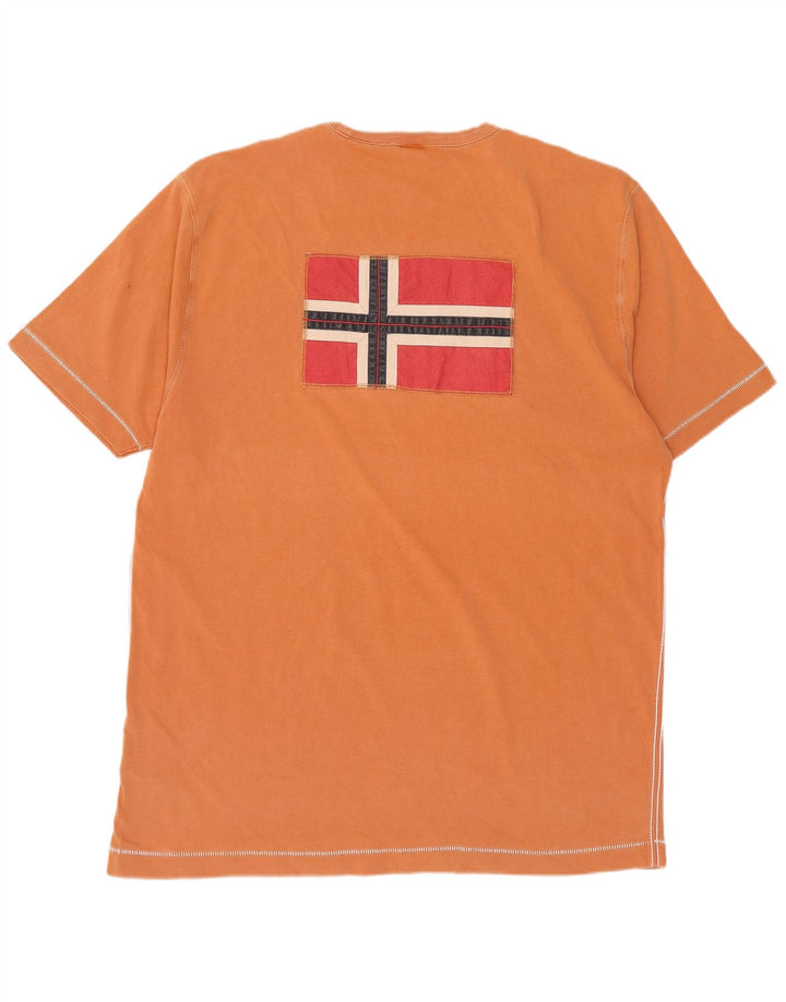 NAPAPIJRI Mens Graphic T-Shirt Top 2XL Orange Cotton