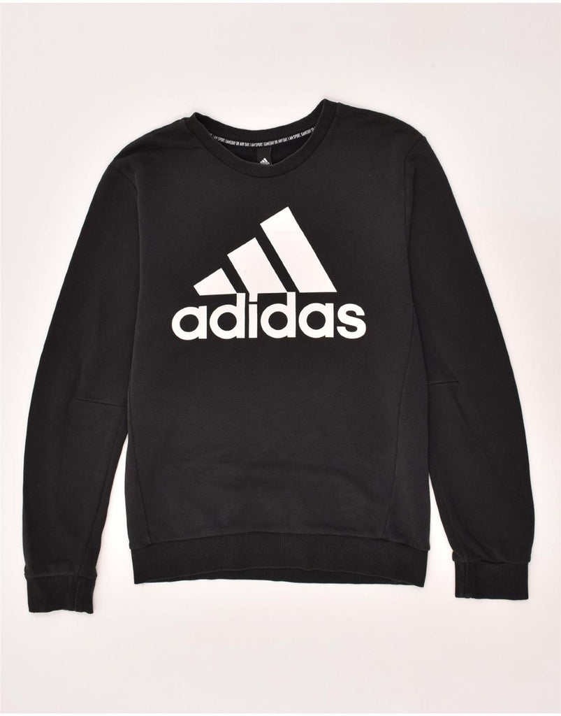 ADIDAS Mens Graphic Sweatshirt Jumper Small Black | Vintage Adidas | Thrift | Second-Hand Adidas | Used Clothing | Messina Hembry 