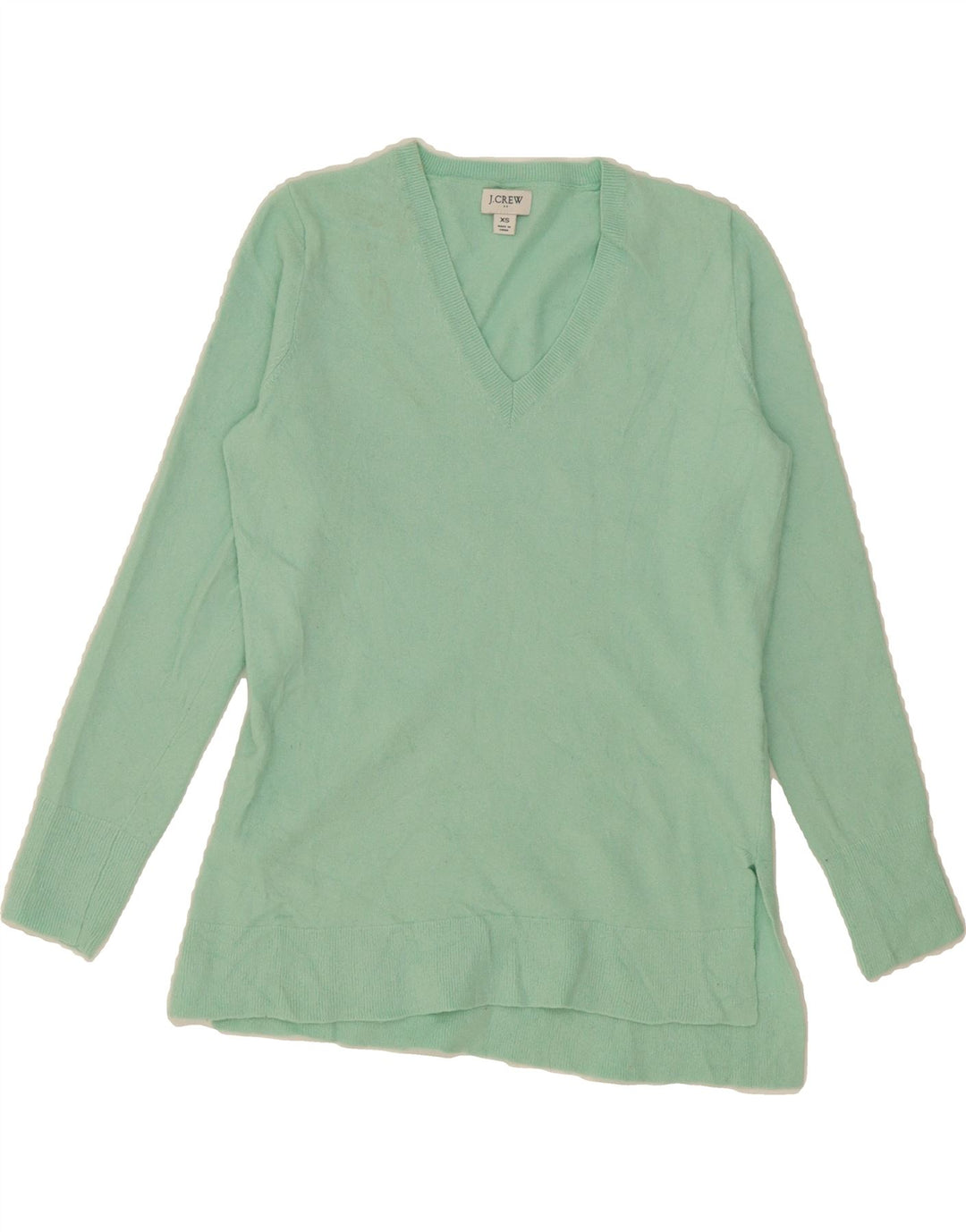 J. CREW Womens V-Neck Jumper Sweater UK 6 XS Turquoise Cotton Vintage J. Crew and Second-Hand J. Crew from Messina Hembry 