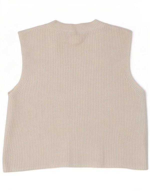 Zara Womens Crop Vest Tank Top UK 14 Large White Cotton